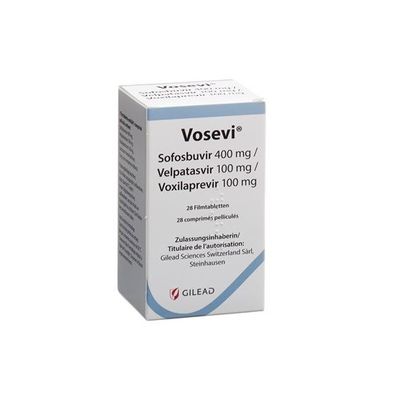 ยาโซฟอสบูเวียร์/เวลพาทาสเวียร์/วอกซิลาพรีเวียร์ Vosevi ของ Gilead ขนาด 400 มก. * 28 เม็ด สำหรับรักษาโรคตับอักเสบซี (Hepatitis C) ในระยะที่ 1, 2 และ 3